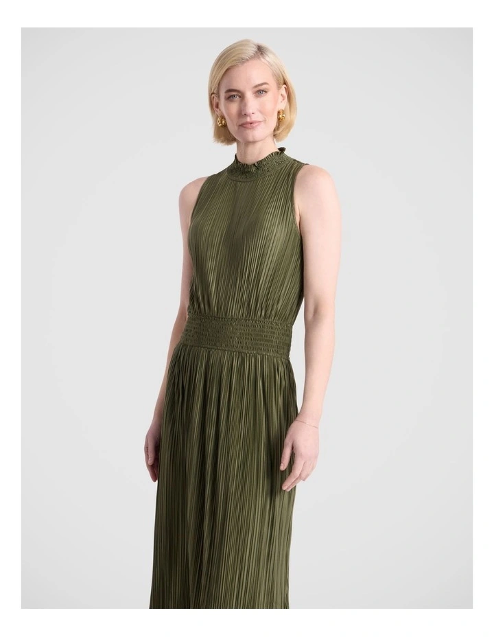Tauri Pleat Jersey Dress in Fern image 2