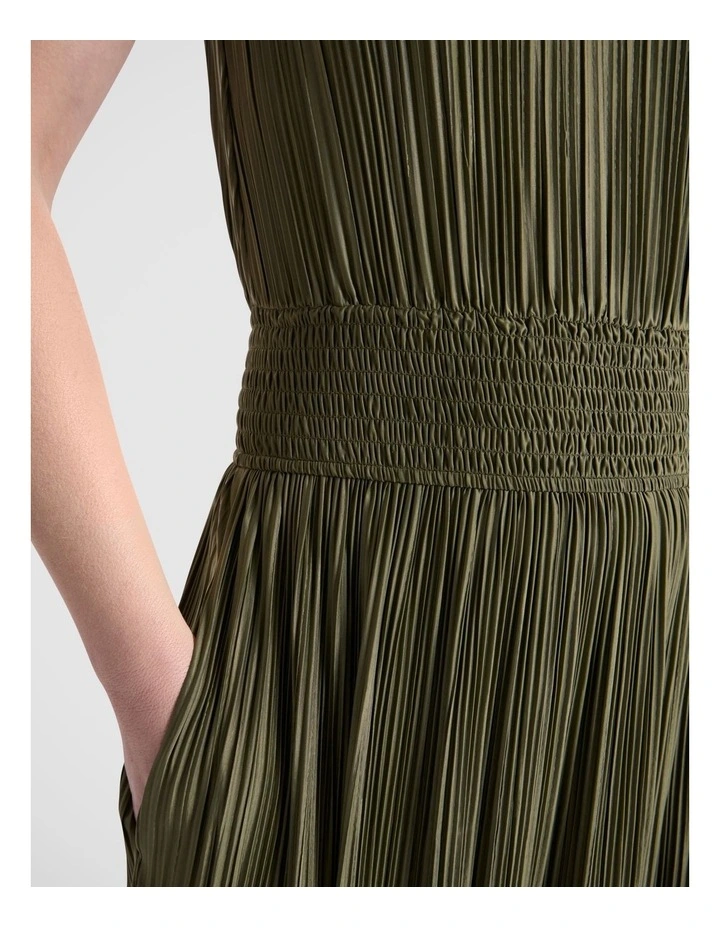 Tauri Pleat Jersey Dress in Fern image 3