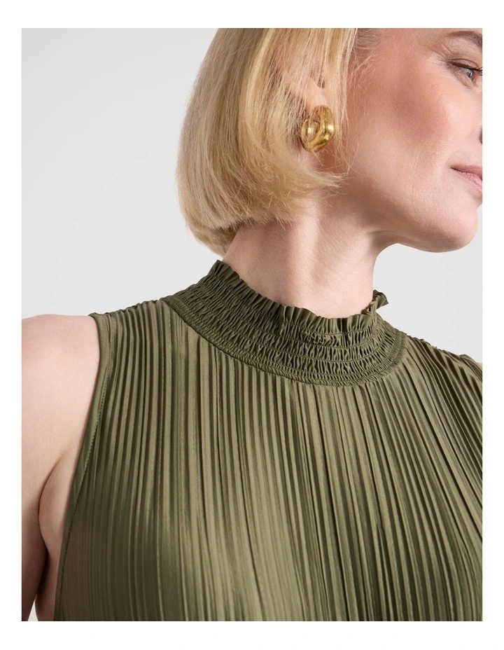 Tauri Pleat Jersey Dress in Fern image 4