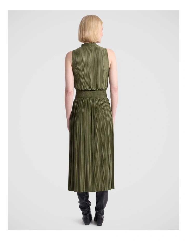 Tauri Pleat Jersey Dress in Fern image 5