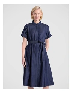 Scottie Chambray Dress in Mid Blue