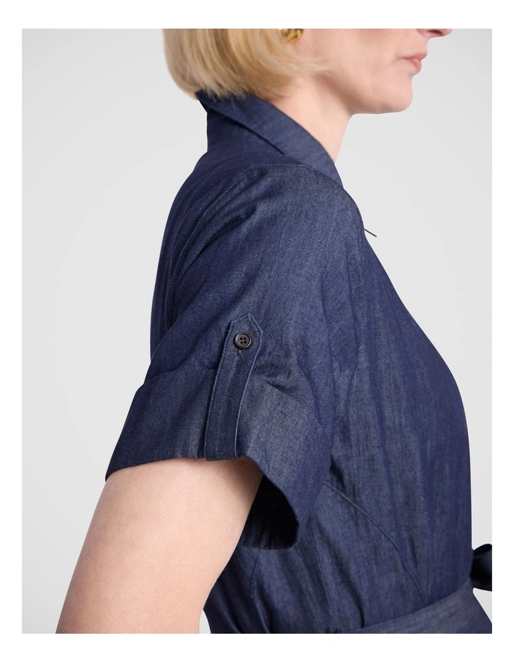 Scottie Chambray Dress in Mid Blue image 4