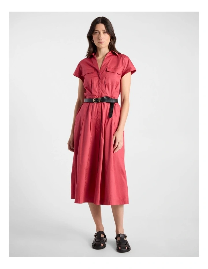 Isra Cotton Shirt Dress in Watermelon image 2