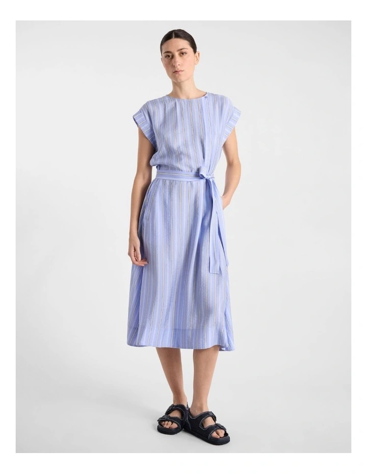 Willow Midi Dress in Blue Stripe image 1