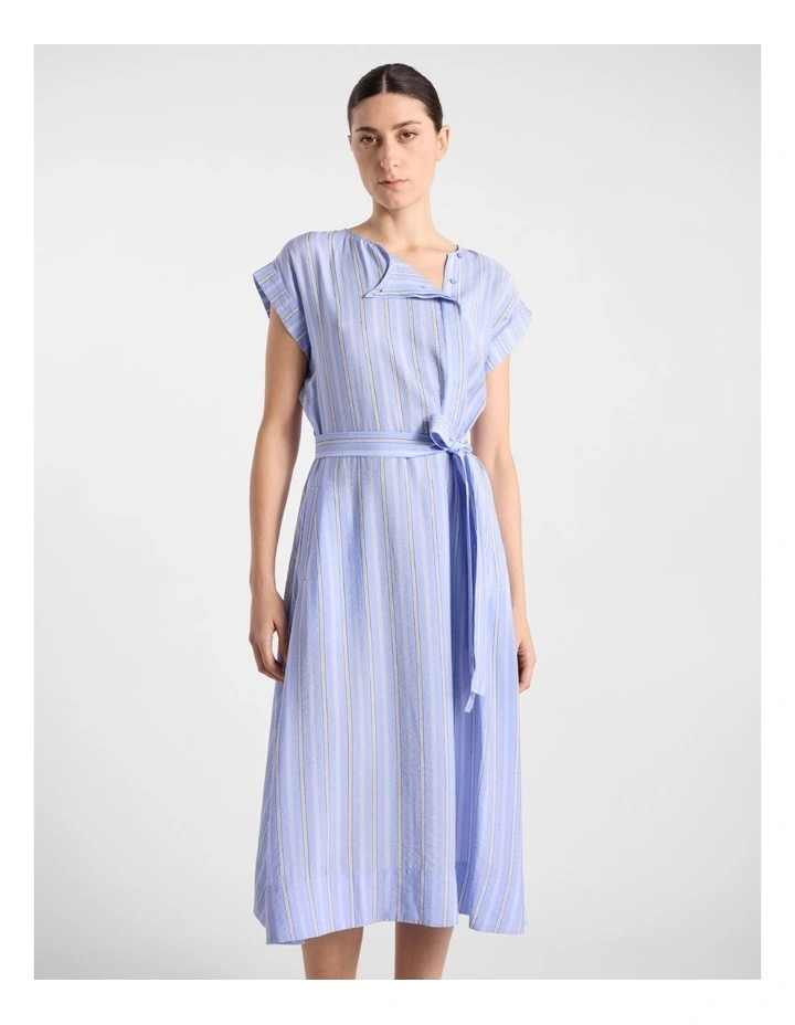Willow Midi Dress in Blue Stripe image 2