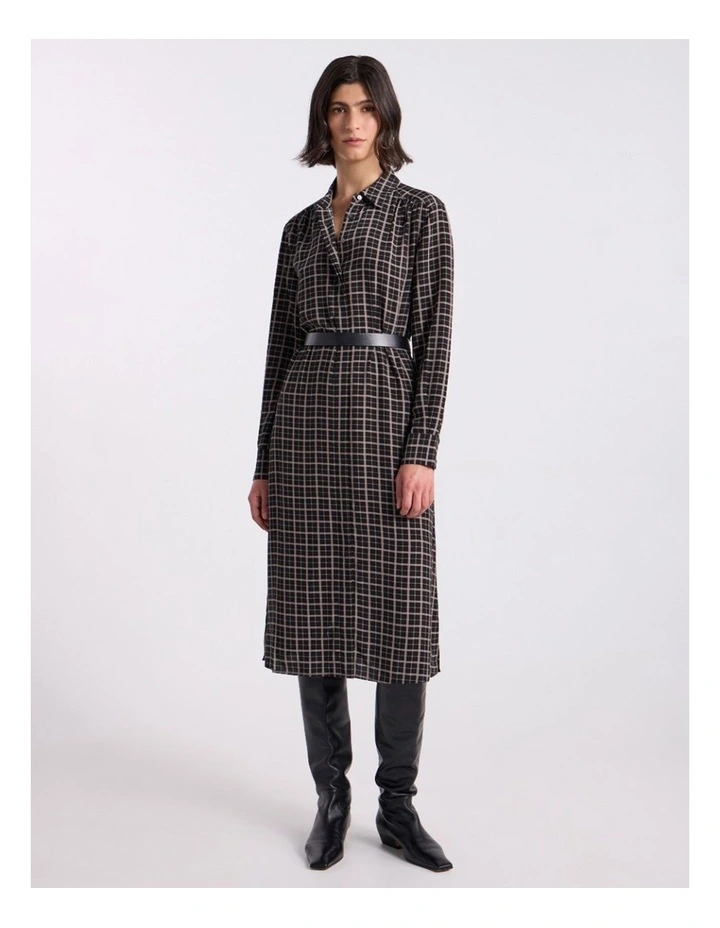 Ava Shirt Dress in Black Check image 1