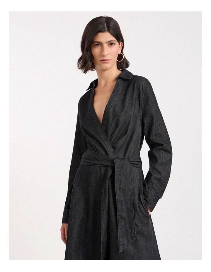 Blancha Denim Dress in Washed Black image 2