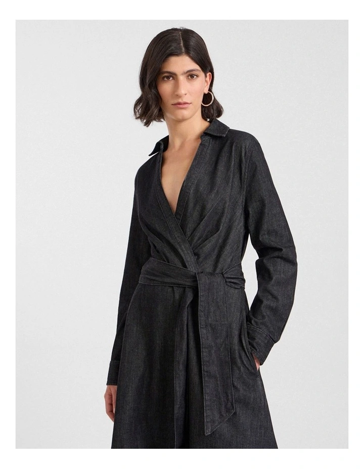 Blancha Denim Dress in Washed Black image 2
