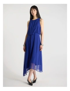 Lillian Silk Dress in Sapphire Blue