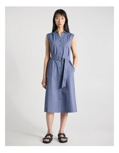 Mael Cotton Blend Shirt Dress in Blue Stripe