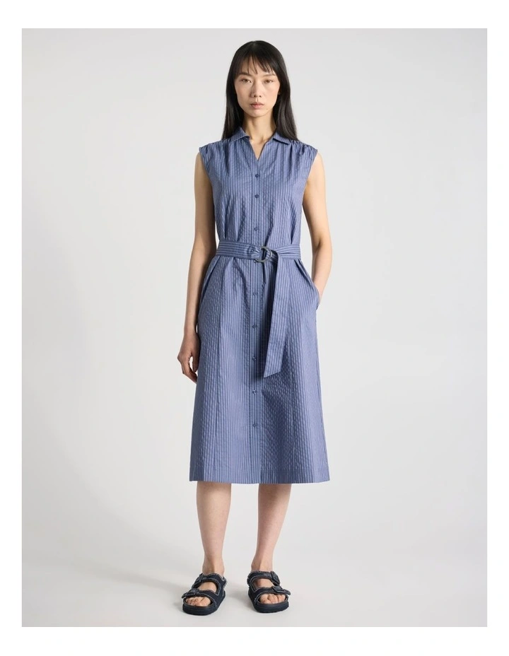 Mael Cotton Blend Shirt Dress in Blue Stripe image 1