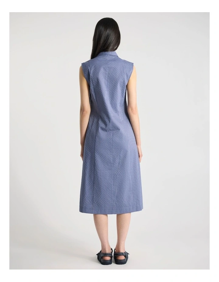 Mael Cotton Blend Shirt Dress in Blue Stripe image 3