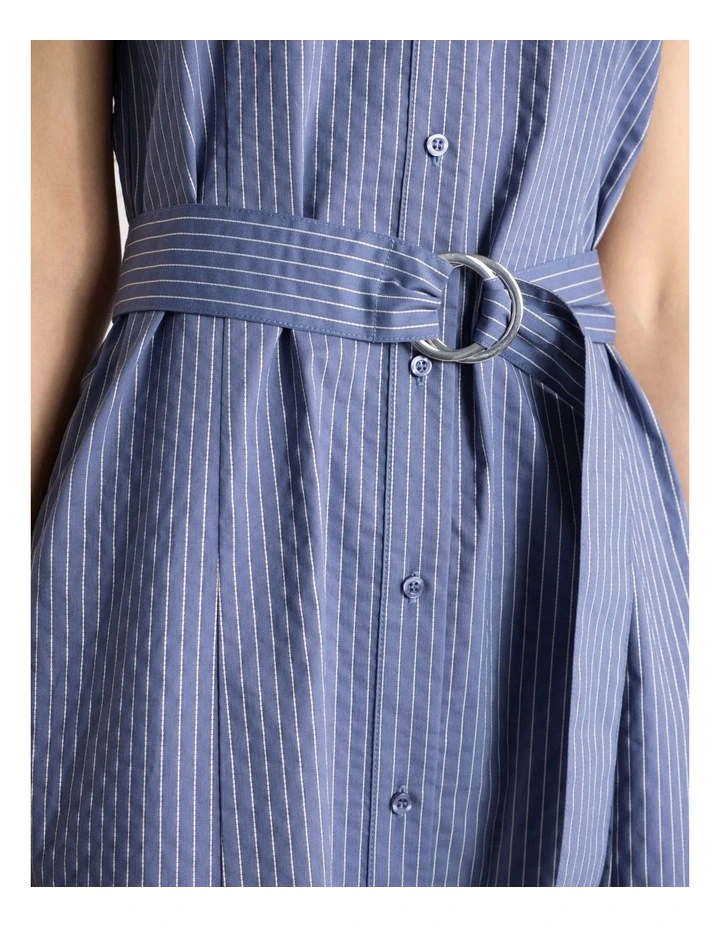 Mael Cotton Blend Shirt Dress in Blue Stripe image 4