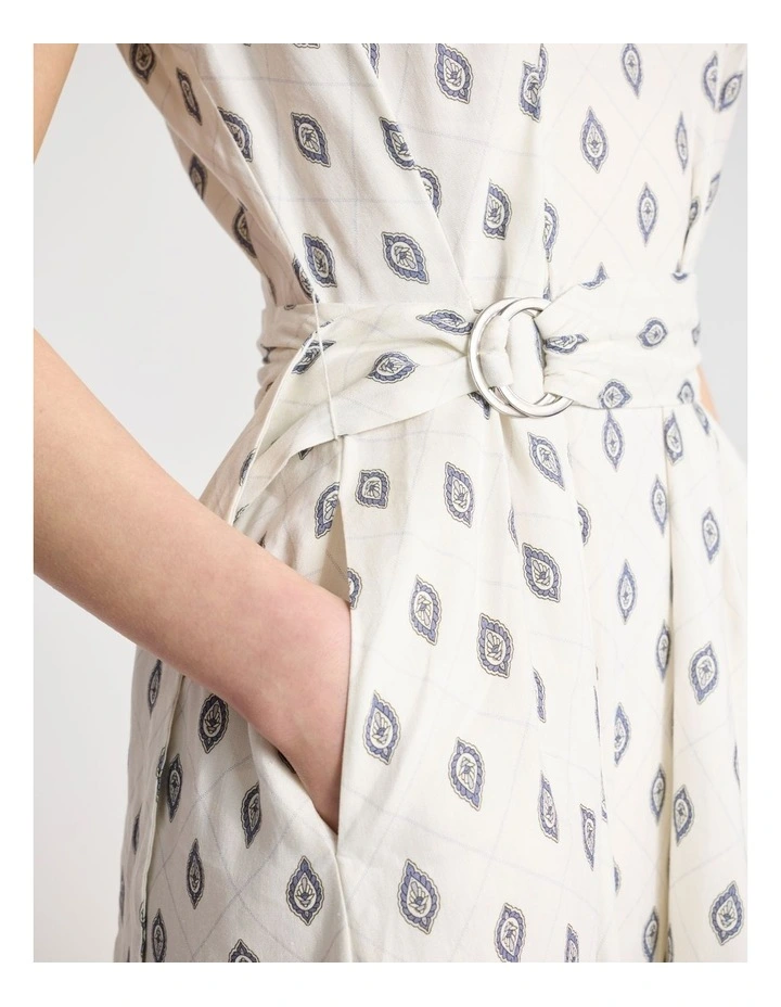 Aggie Linen Blend Dress in Ivory Multi image 4