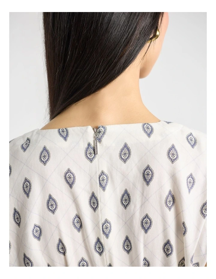 Aggie Linen Blend Dress in Ivory Multi image 5