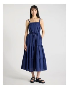Kippa Linen Dress in Ocean Blue
