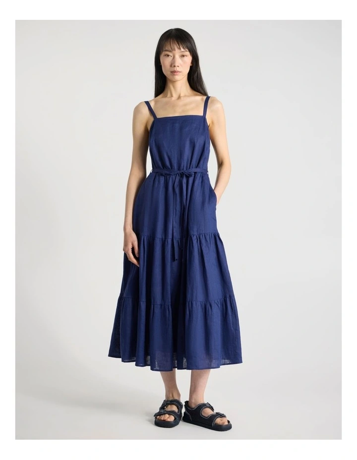 Kippa Linen Dress in Ocean Blue image 1