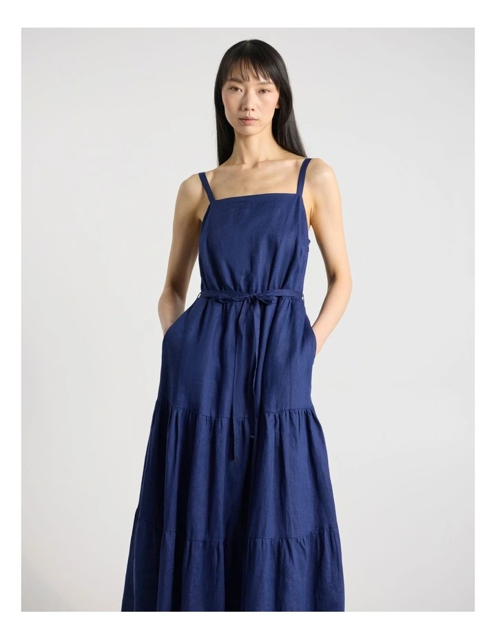 Kippa Linen Dress in Ocean Blue image 2