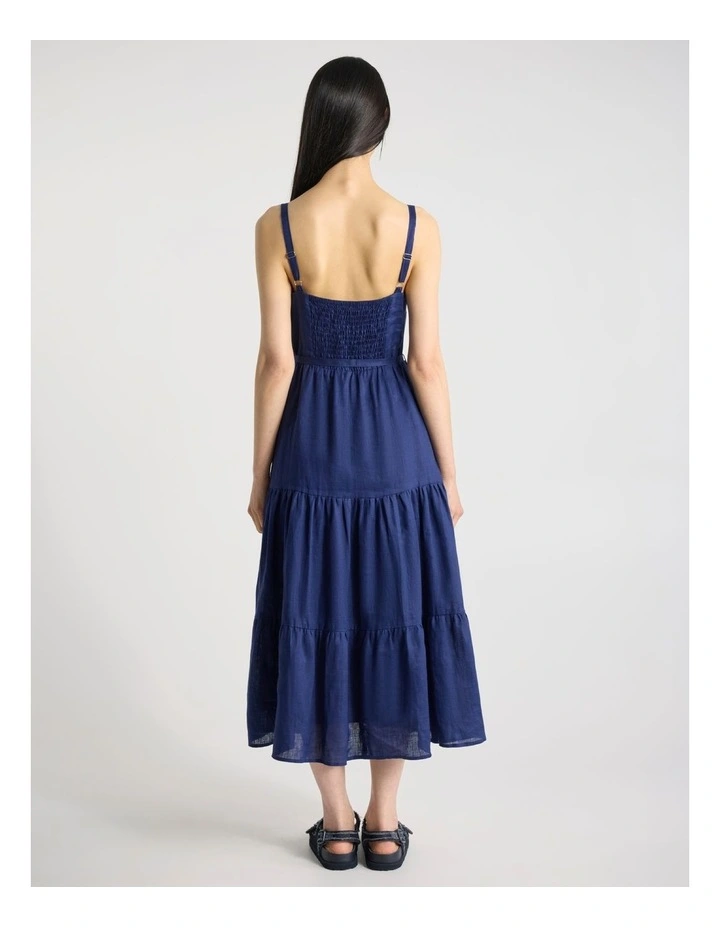 Kippa Linen Dress in Ocean Blue image 3