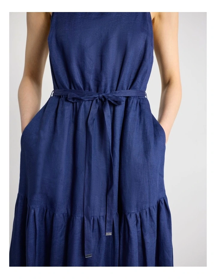 Kippa Linen Dress in Ocean Blue image 4