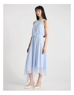 Lillian Silk Dress in Hydrangea Blue