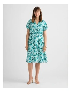 Aurinda Viscose Dress in Teal Multi