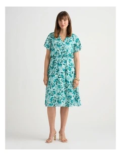 Aurinda Viscose Dress in Teal Multi