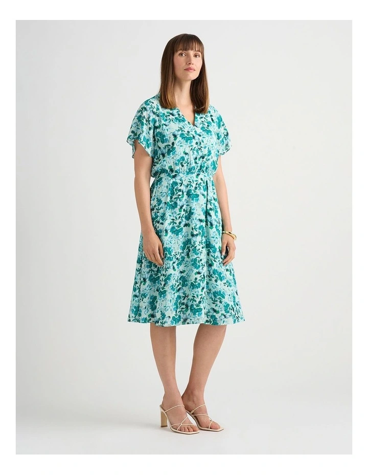 Aurinda Viscose Dress in Teal Multi image 2