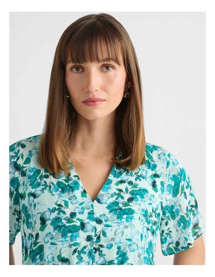 Aurinda Viscose Dress in Teal Multi image 4