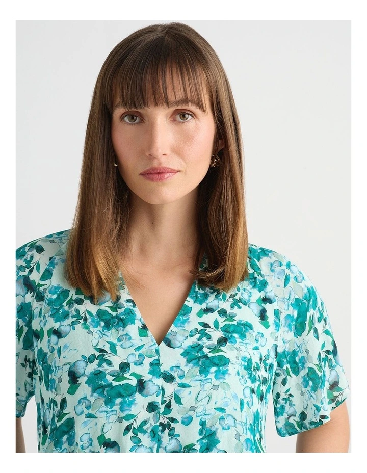 Aurinda Viscose Dress in Teal Multi image 4