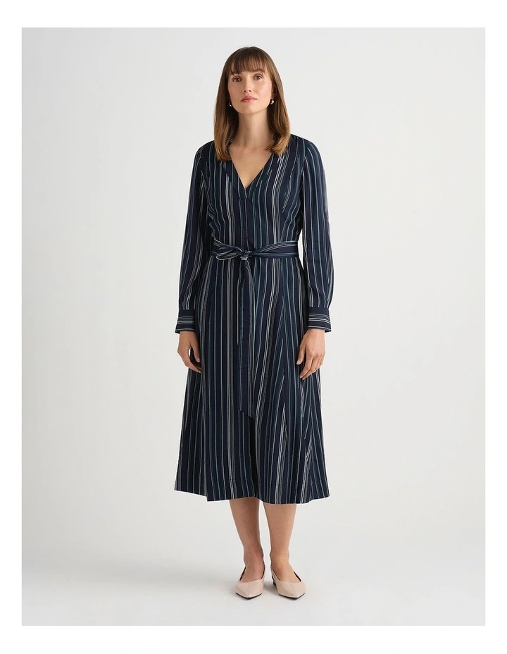 Peregrine Shirt Dress in Navy Stripe image 1