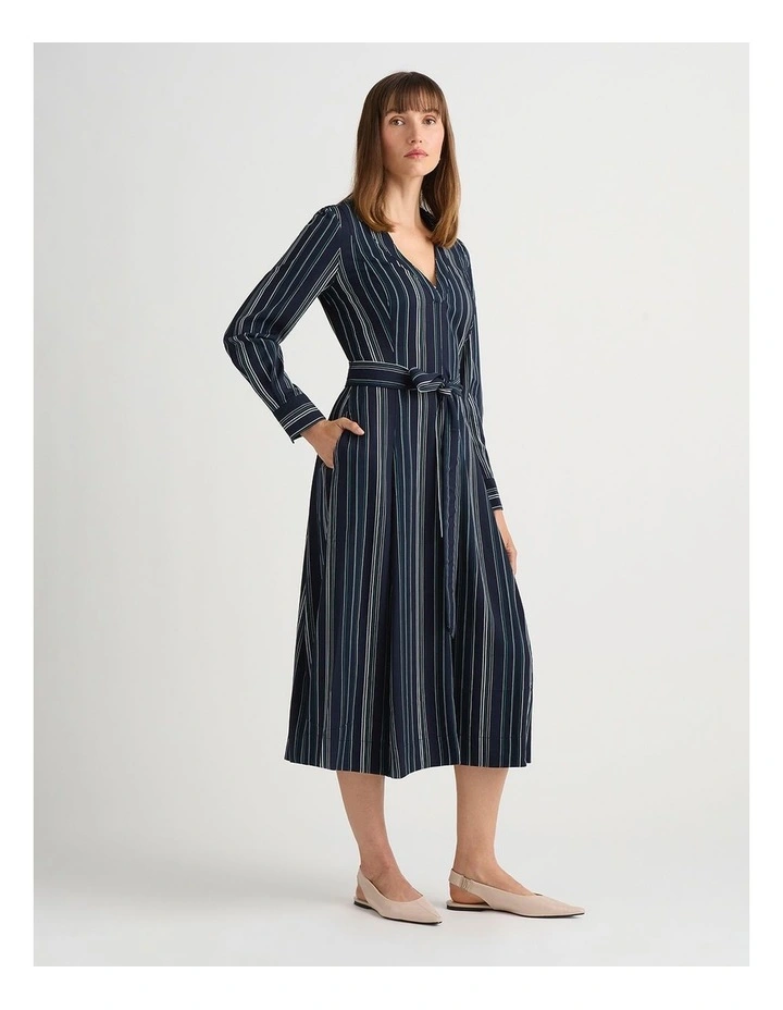 Peregrine Shirt Dress in Navy Stripe image 2