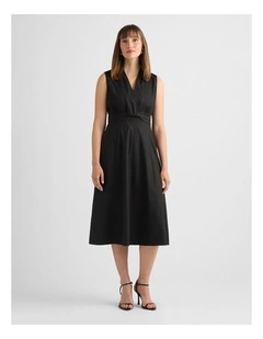 Keets Stretch Linen Dress in Black