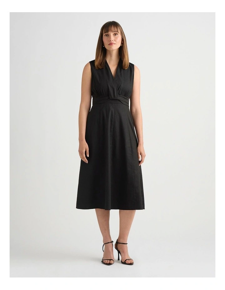 Keets Stretch Linen Dress in Black image 1