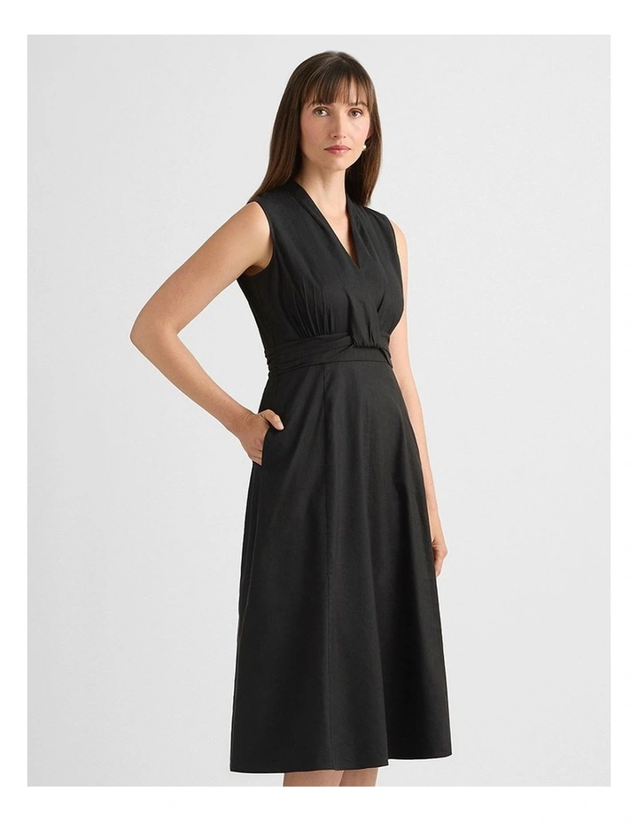 Keets Stretch Linen Dress in Black image 2