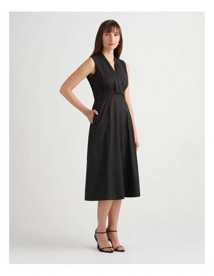 Keets Stretch Linen Dress in Black image 2