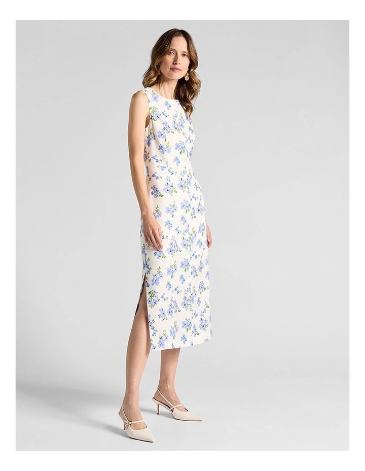 Jacinda Stretch Linen Dress in Ivory Multi image 2