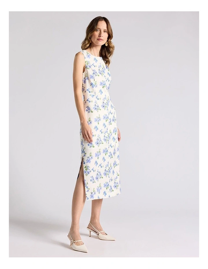 Jacinda Stretch Linen Dress in Ivory Multi image 2
