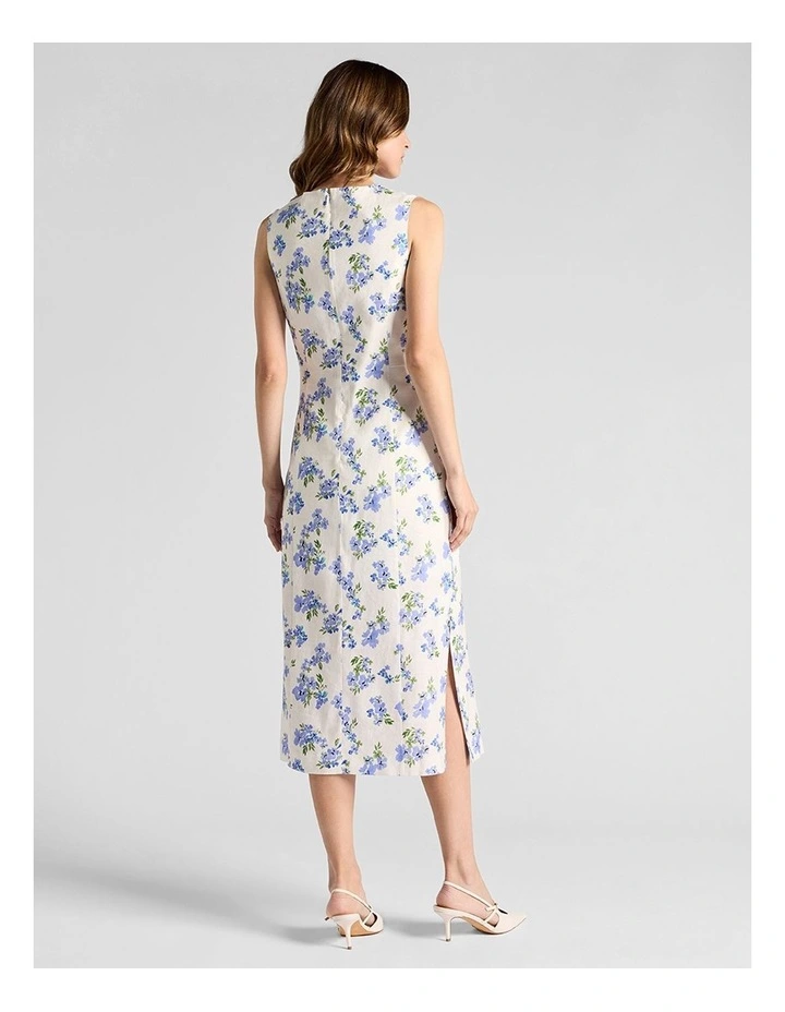 Jacinda Stretch Linen Dress in Ivory Multi image 3