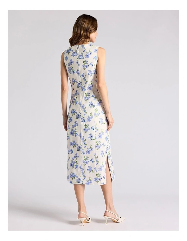 Jacinda Stretch Linen Dress in Ivory Multi image 3
