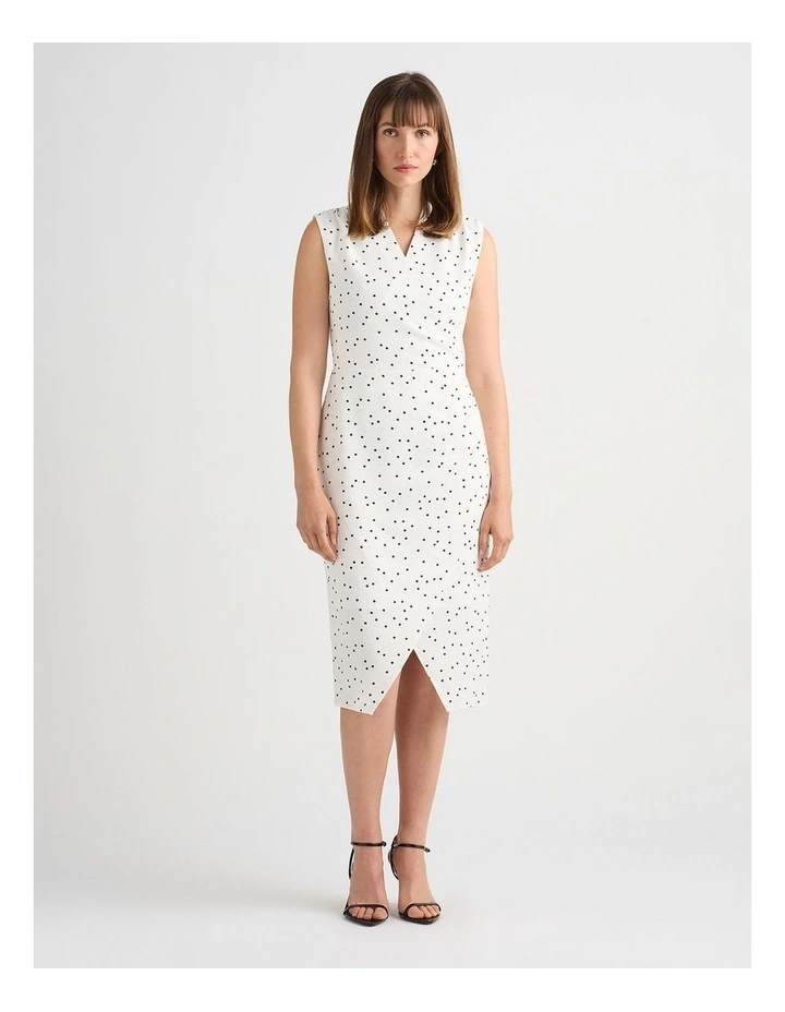 Adriana Midi Dress in Ivory/Navy image 1