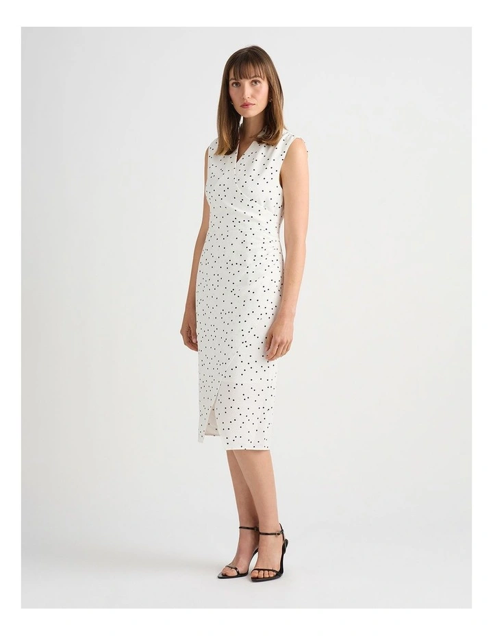 Adriana Midi Dress in Ivory/Navy image 2