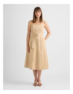 Aniston Cotton Sateen Dress in Malt