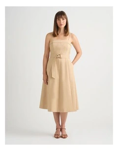 Aniston Cotton Sateen Dress in Malt