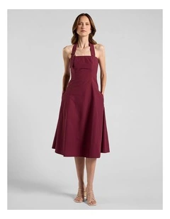 Romola Cotton Dress in Shiraz Red