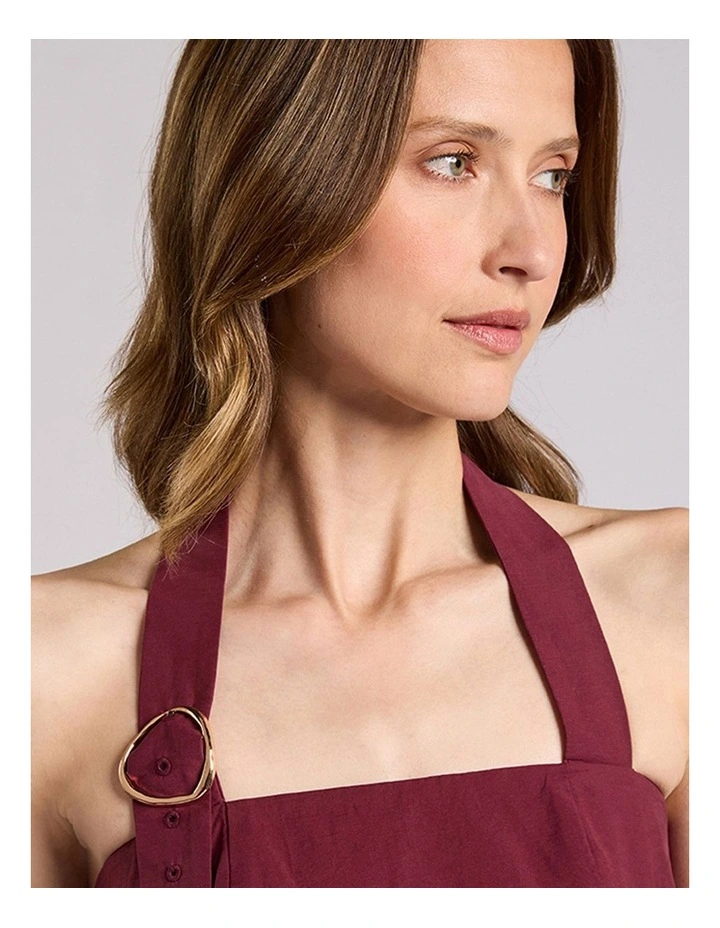Romola Cotton Dress in Shiraz Red image 3