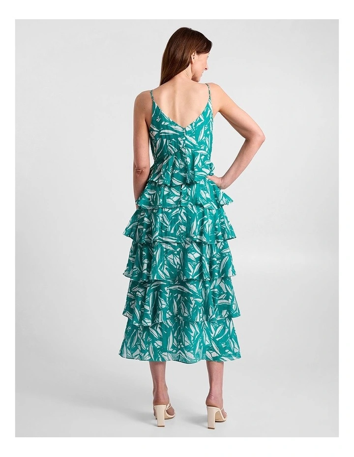 Cyrus Tiered Dress in Teal Multi image 3