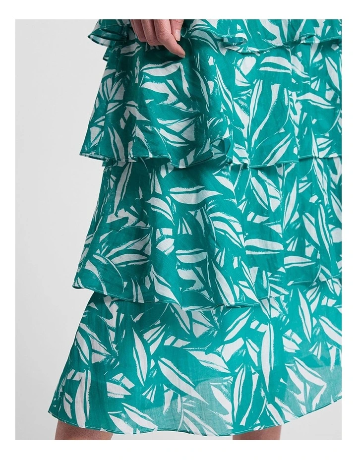 Cyrus Tiered Dress in Teal Multi image 4