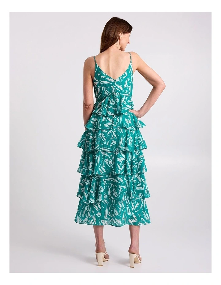 Cyrus Tiered Dress in Teal Multi image 4