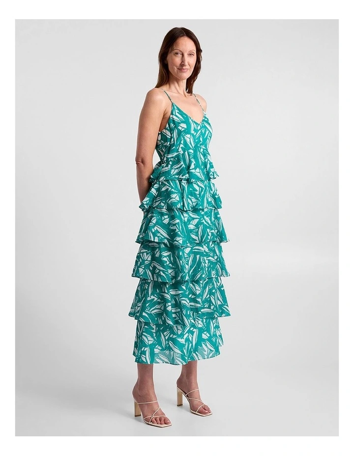 Cyrus Tiered Dress in Teal Multi image 5